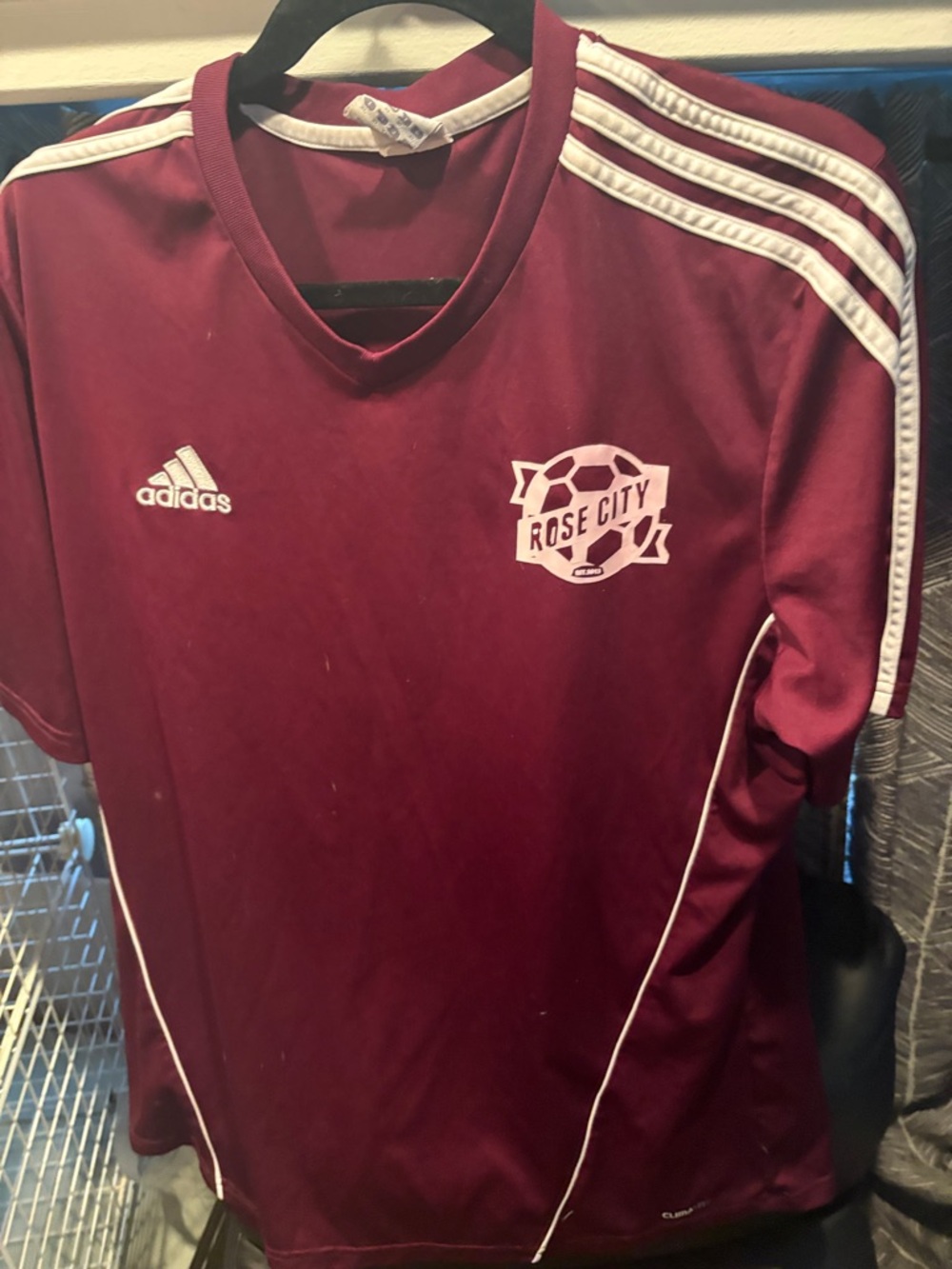 adidas Kids Maroon Soccer Jersey with White Accents